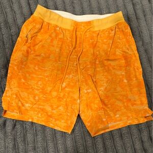 Vibrant Orange lululemon Patterned Shorts